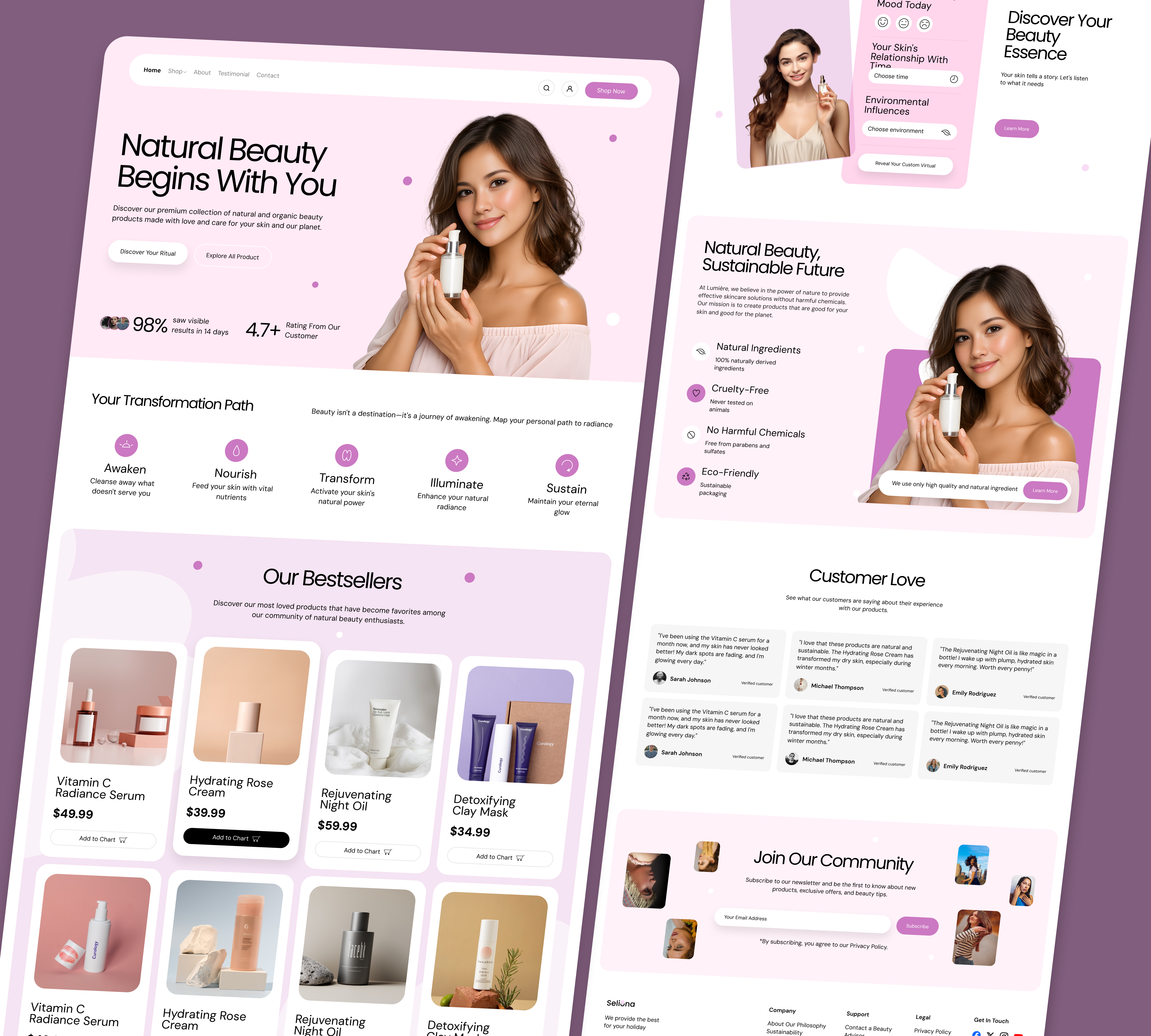 Crafting a Modern Beauty & Skincare E-commerce beautyui creativedesign dribbble ecommerce figma landingpage minimalui modernui productdesign skincaredesign uiux uxdesign webdesign