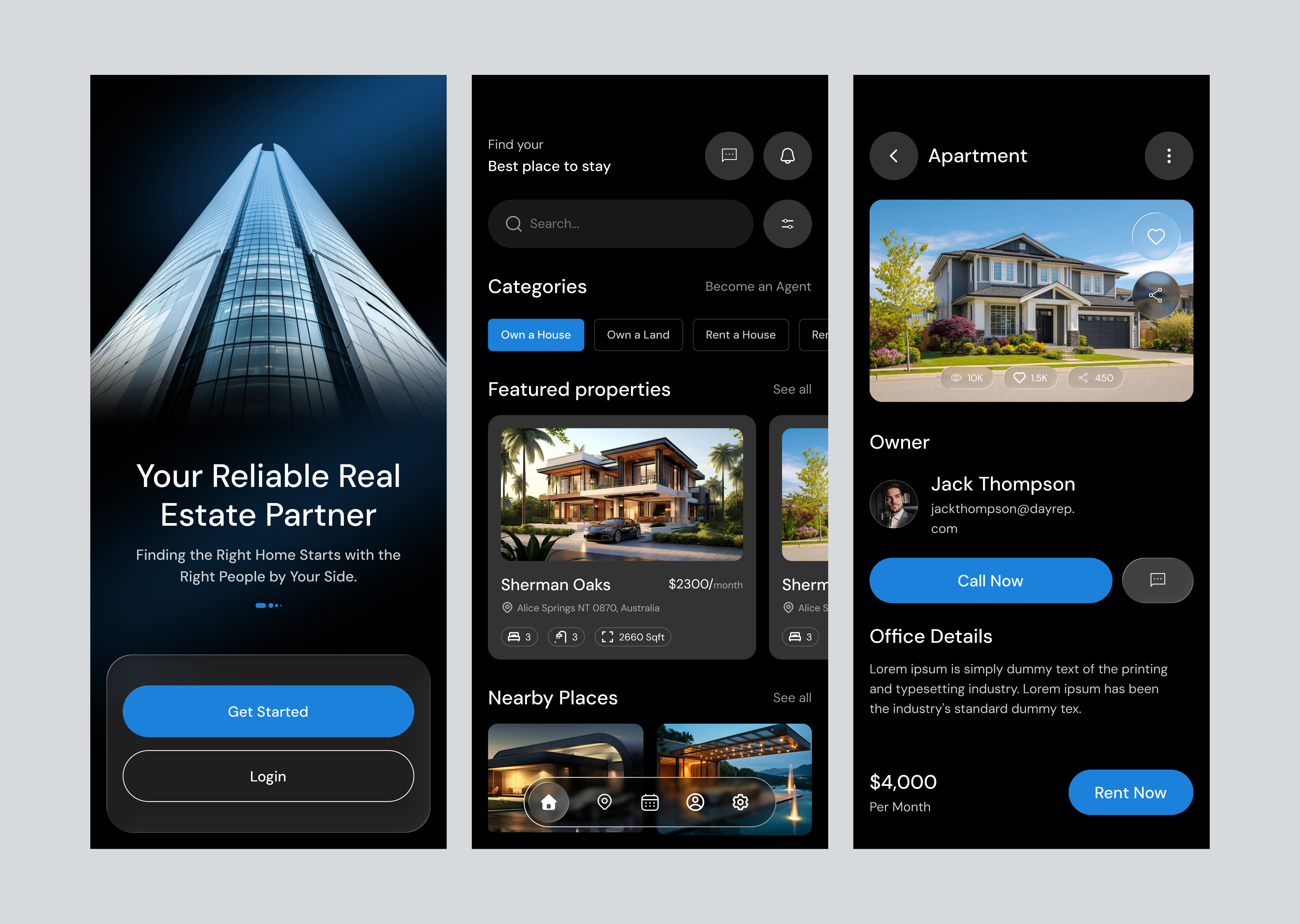 Real Estate Mobile App app design app screen booking app figma design interface design mobile app mobile app design product design real estate real estate home ui ui design uiux ux ux design web design wirframe
