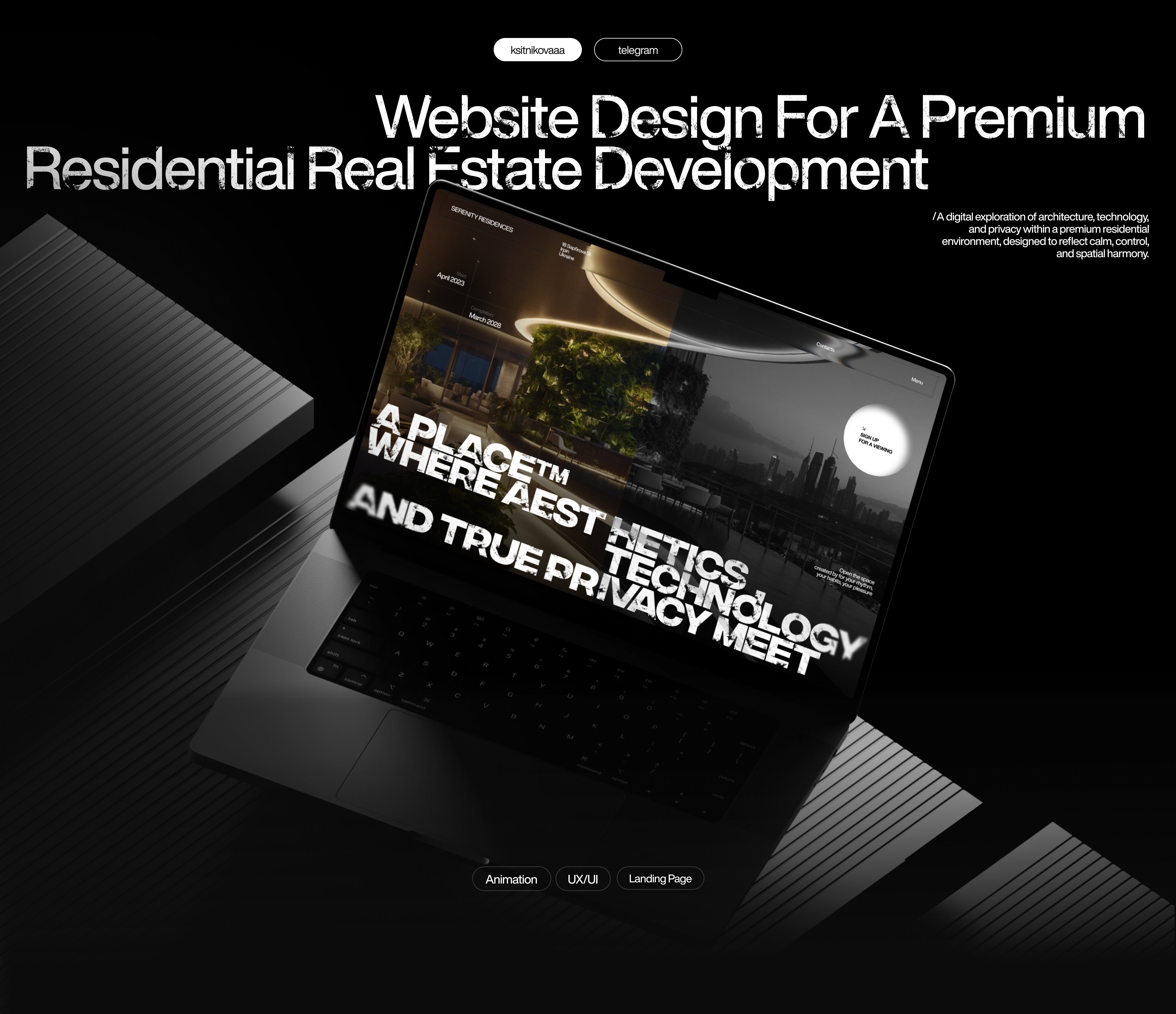 Luxury Real Estate Website — Serenity Residences UI Concept architecture branding concept dark ui editorial design homepage interior design landing page layout design luxury design minimal modern design premium real estate website typography ui ux visual design web design website design
