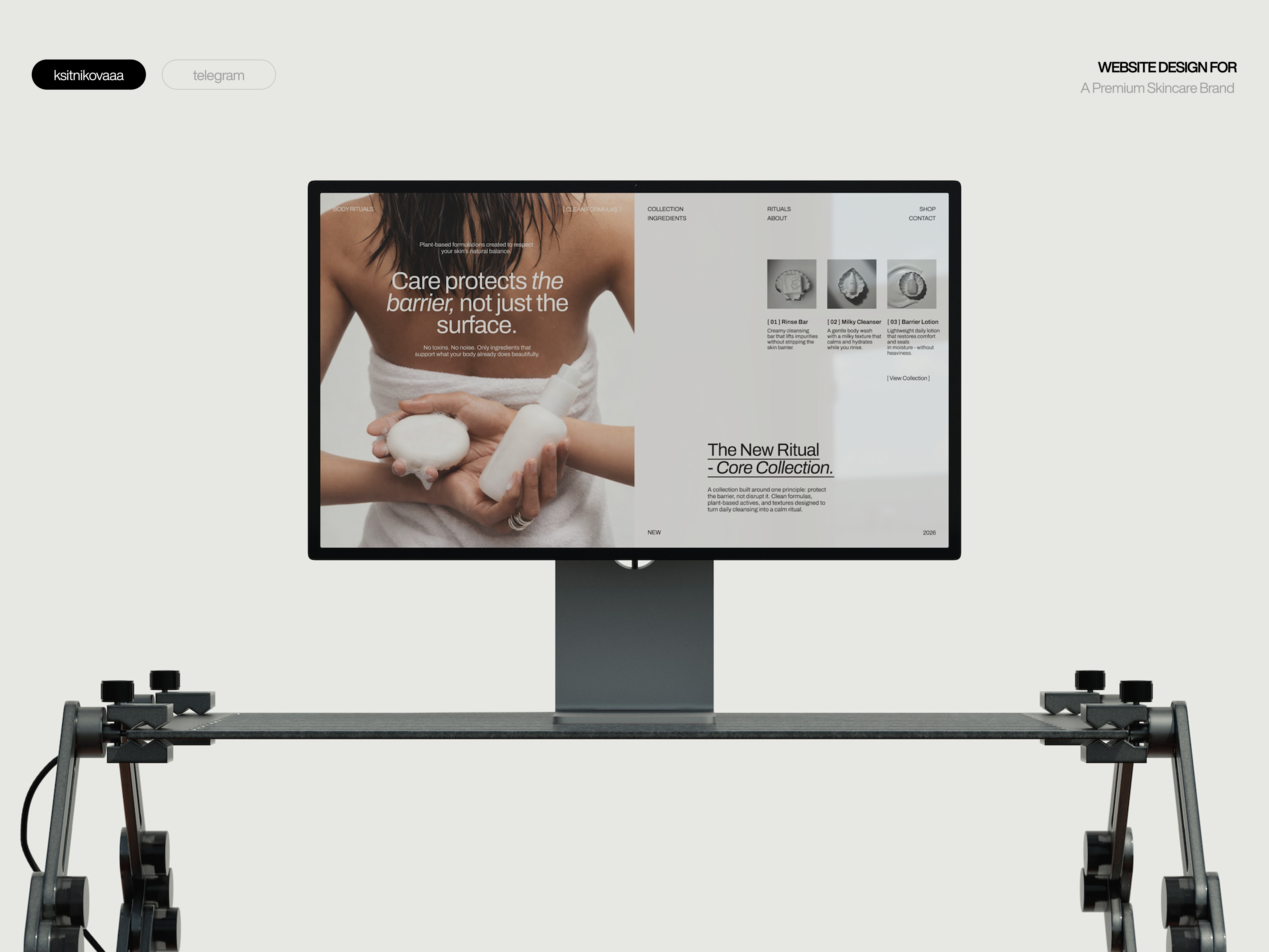 Body Rituals — Minimal Skincare E-commerce Experience aesthetic animation beauty branding clean design cosmetics ecommerce editorial design homepage layout design luxury minimal modern design product design skincare soft ui typography ui web design website design