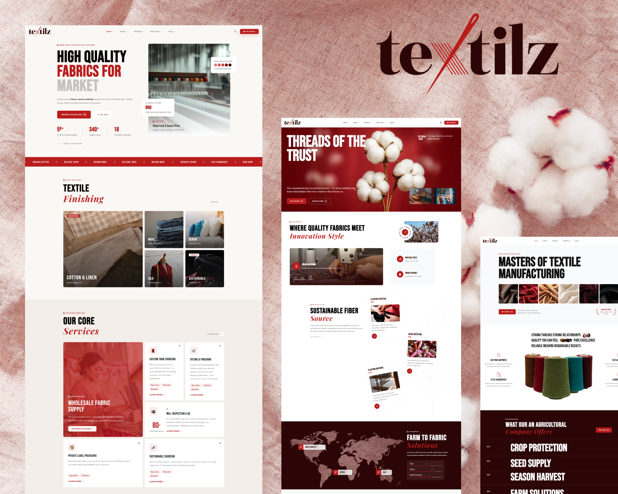 ✨ Textilz – Textile & Fabric Industry WordPress Theme fabricbusiness moderndesign responsivedesign textileindustry uiuxdesign webdesign wordpresstheme