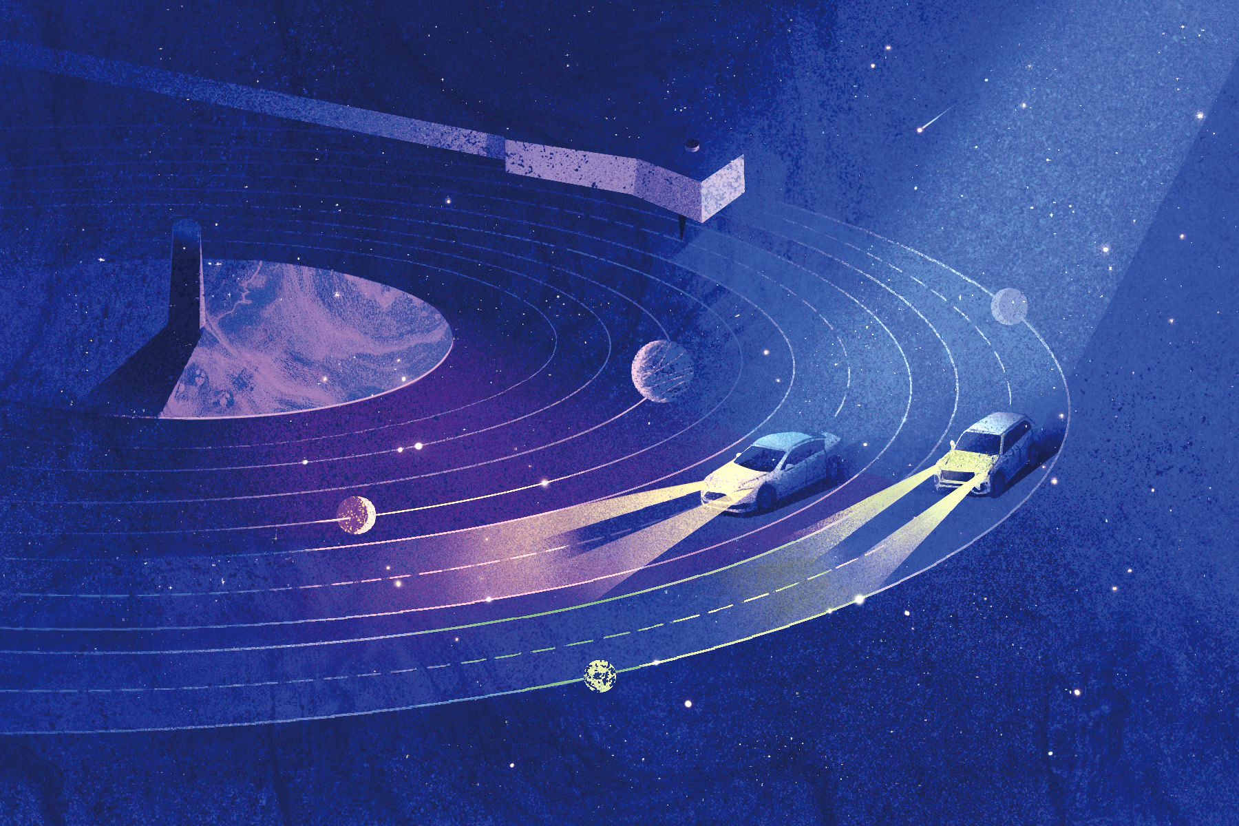 Parallel Worlds — Editorial Illustration for Los Angeles Times