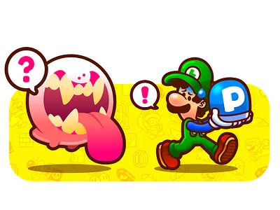Watch Out, Luigi! art boo bowser character cute digital fan fanart ghost illustration luigi mansion mario nintendo peach power super tshirt vector who