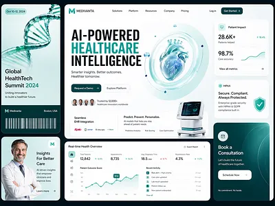 Medivanta ai design dashboard design data visualization healthcare ui healthtech saas platform uxui