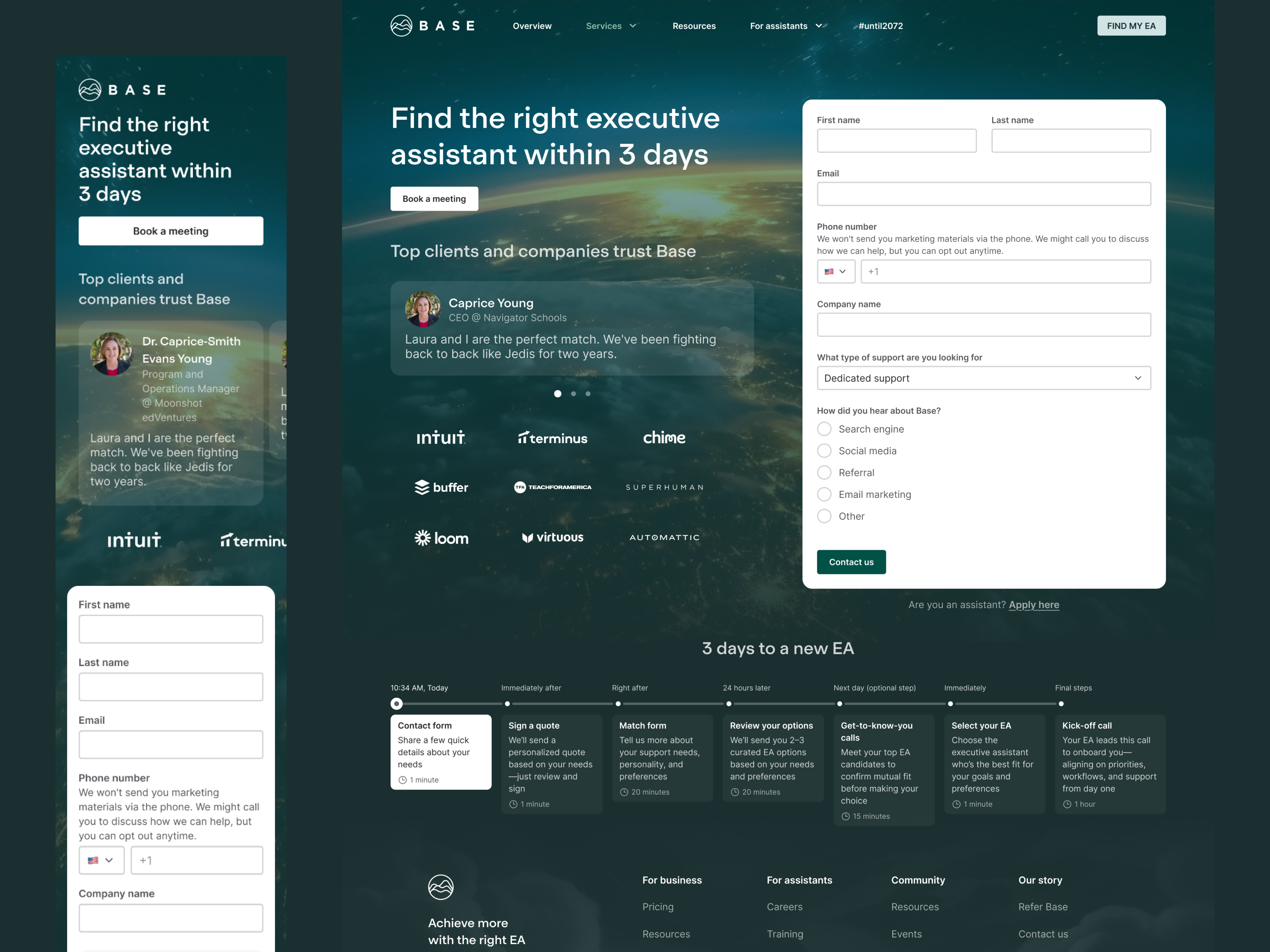 Base website contact form