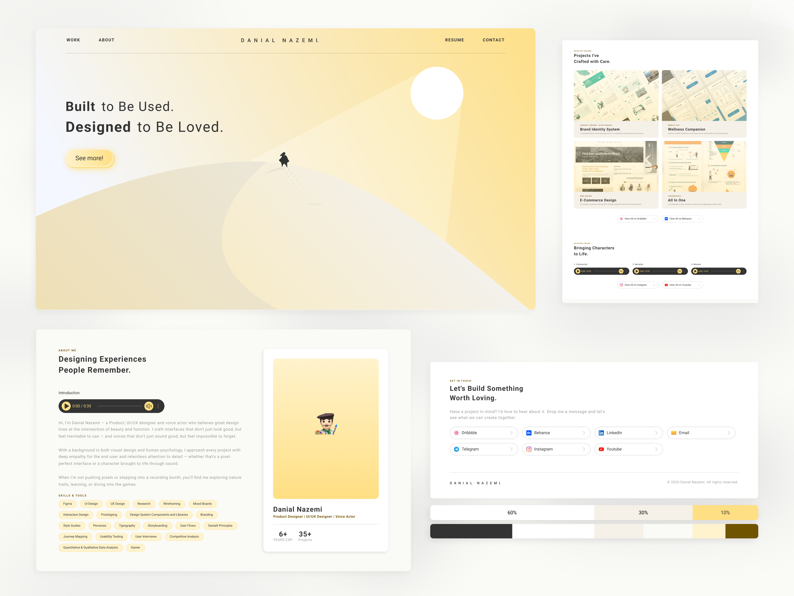 Danial Nazemi - Personal Website danialnazemi design figma flat gold graphic graphic design illustration ltr minimal mobile modern ui uiux ux vector web white yellow