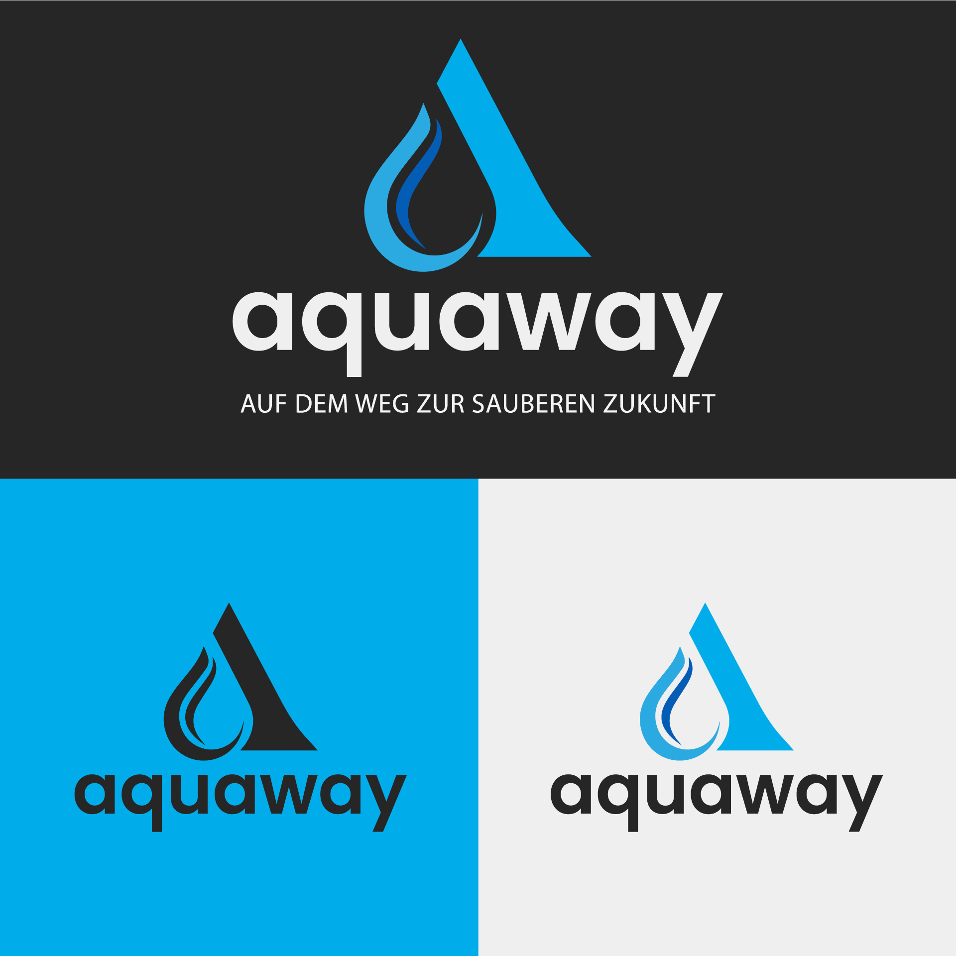 Aquaway Logo Design abstract logo aquaway logo blue logo brand identity branding logo clean energy logo clean logo corporate logo creative logo droplet logo eco logo environmental logo geometric logo minimal logo modern logo professional logo startup logo sustainable logo tech logo water logo