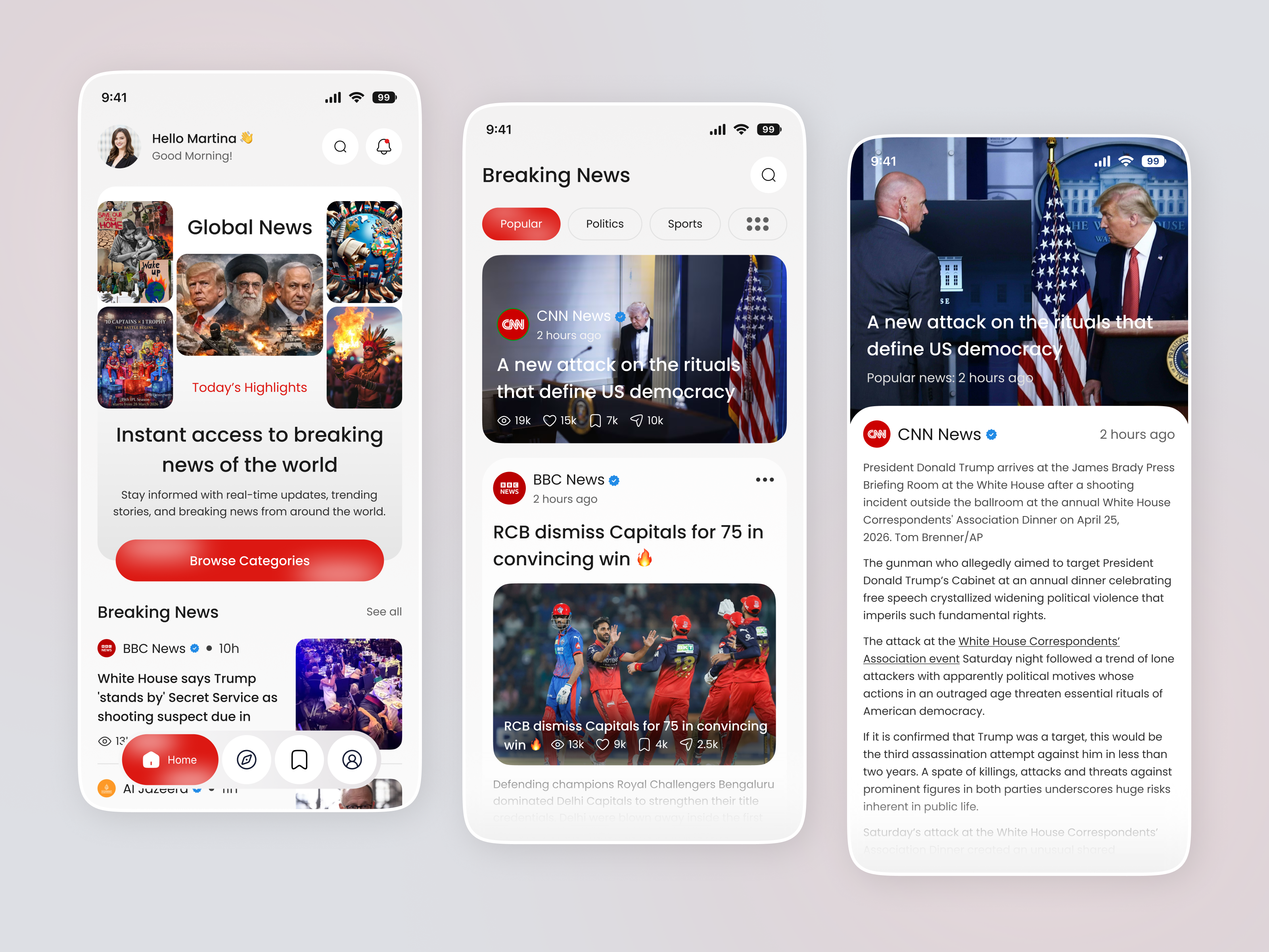 Global News App Design UI Concept