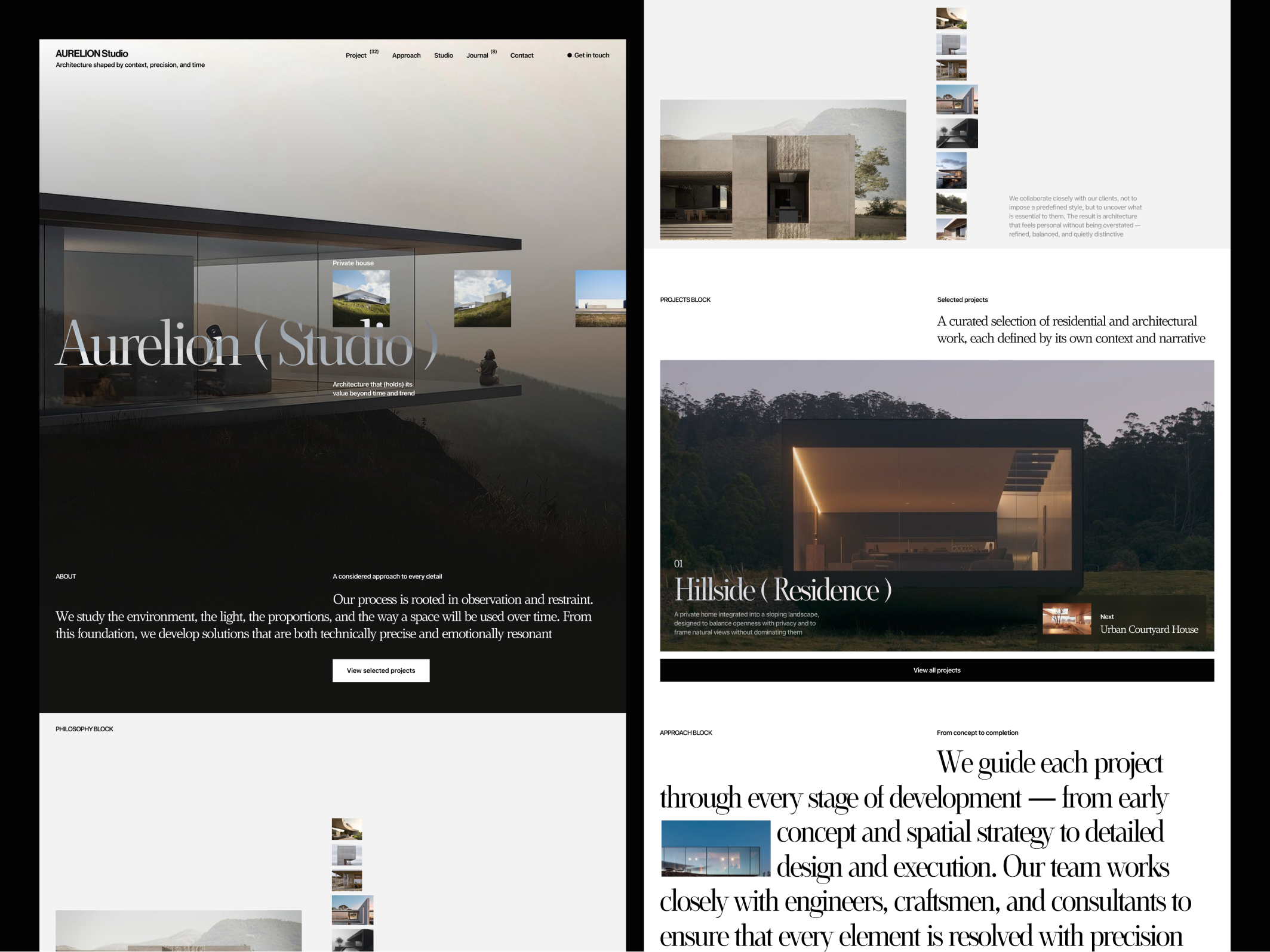 Green Architecture Company Website Design agency website architect architect website architecture architecture studio editorial design grid layout homepage identity design landing page design luxury design minimal website portfolio website serif typography studio ui ux visual storytelling website website design