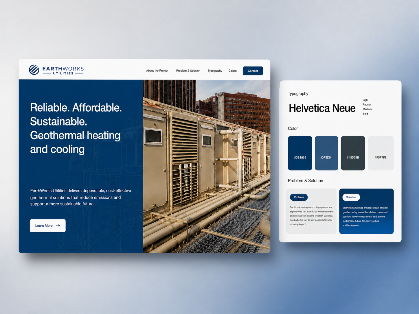EarthWorks Utilities Website UI/UX Design business website design clean website ui color palette conversion focused design energy website design figma website design geothermal website hvac website design landing page design service website design typography design ui ux design utility website web design website case study