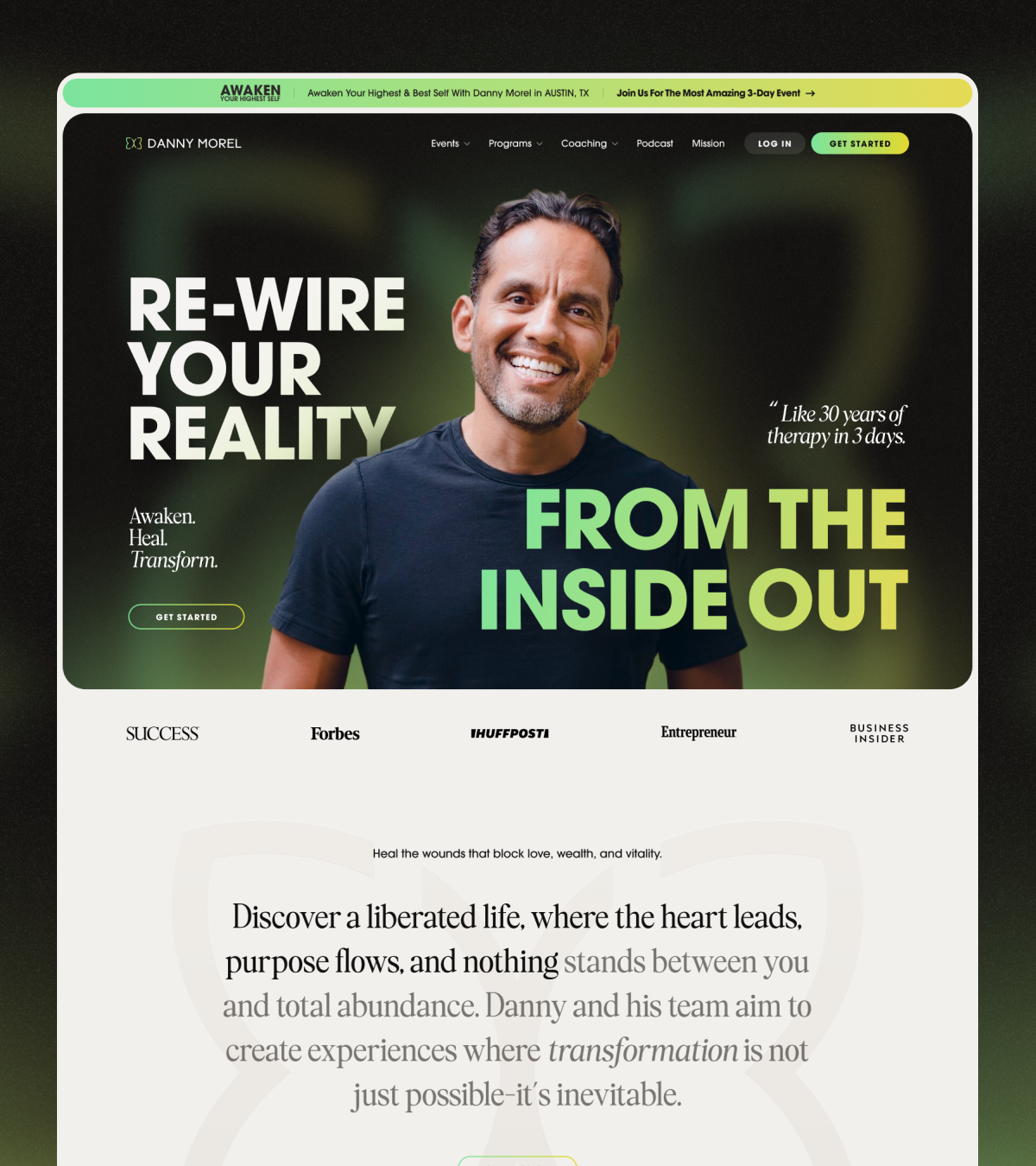 Website Design for DannyMorel.com clean hero personal web web design