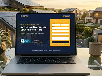 Solar Energy Landing Page clean ui dark ui landing page design lead gen lead generation modern design renewable energy solar solar energy solar energy landing page