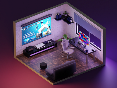 Design game room 3d illustration