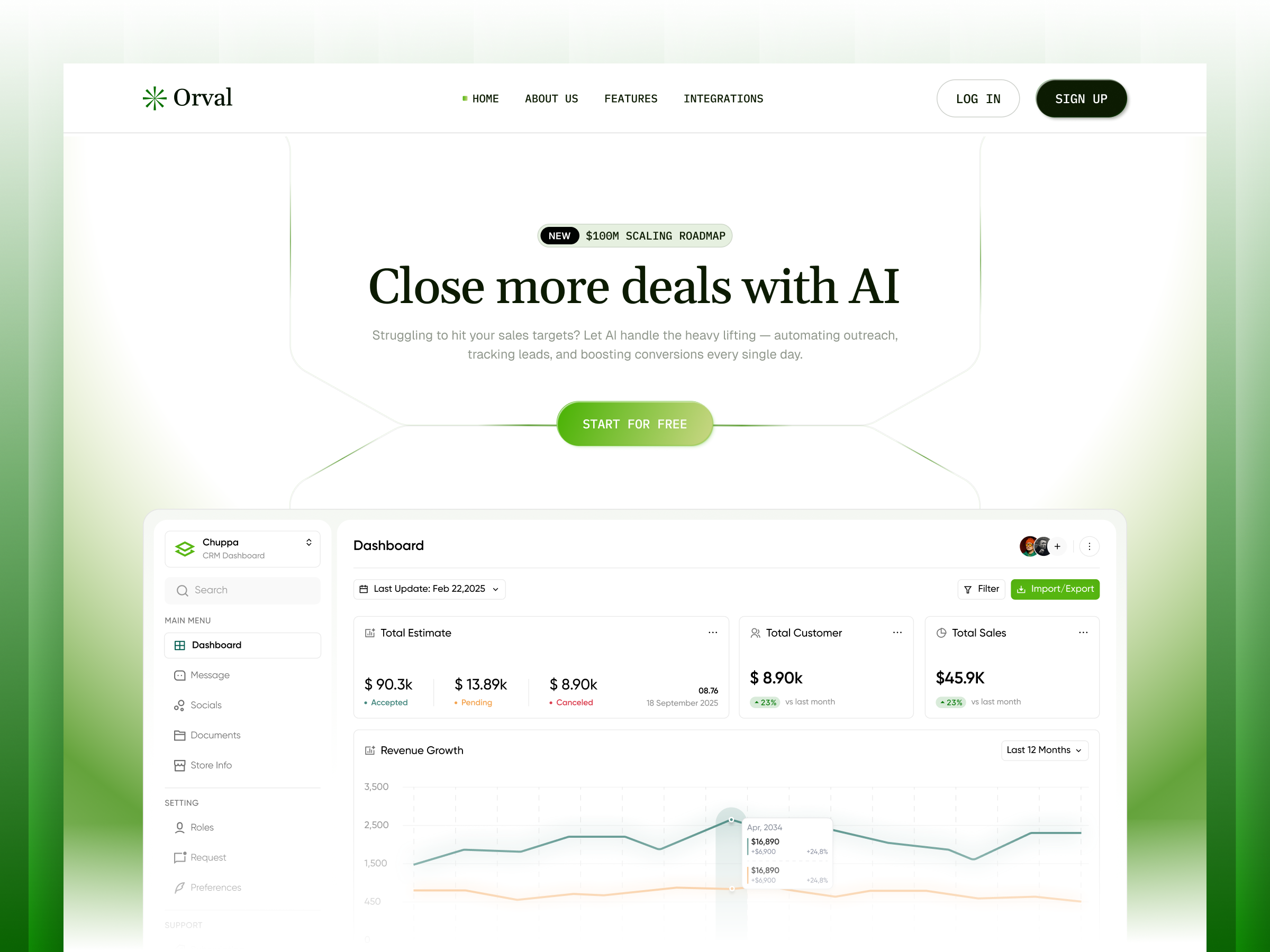 Orval - Sales Management Header Exploration b2b header exploration landing page rifath saas saas startup saas website saasdesign sales management ui ux web website design