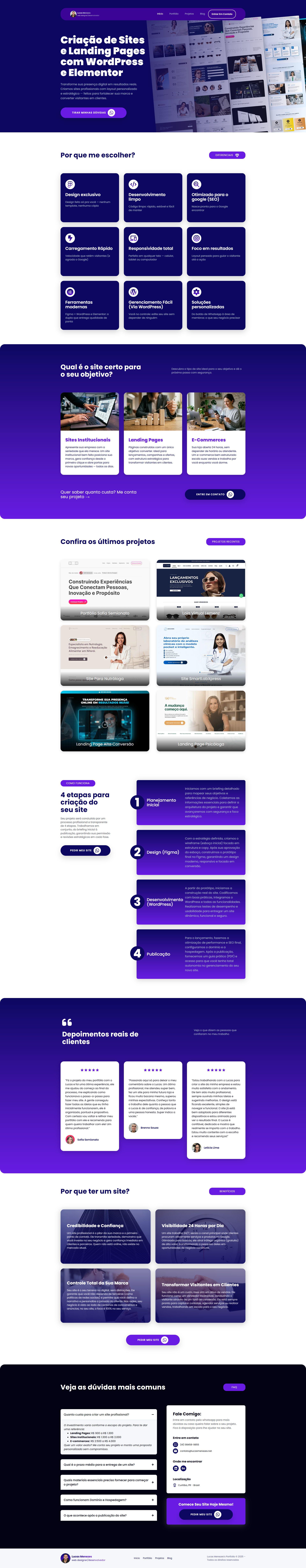Web Designer Website Portfolio blue elementor figma freelancer landing pages modern pages portfolio projects purple services tech ui design ui ux web designer webflow website website design wordpress
