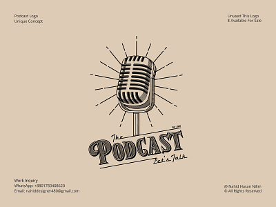 Retro Vintage Podcast Logo, Microphone Logo Vector Design brand identity design branding business logo company logo corporate logo creative logo graphic design logo logo branding logo design microphone logo minimalist logo modern logo old stand microphone logo podcast logo professional logo retro lgoo retro vintage podcast logo vintage logo vintage podcast logo