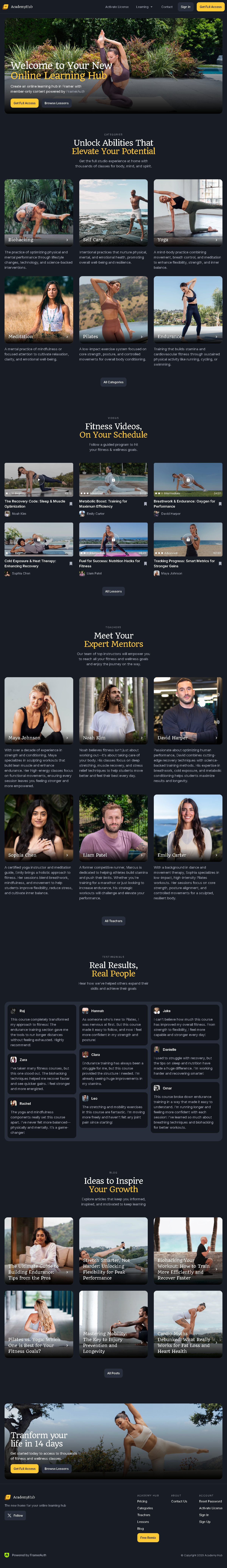 Abilities Hub – Online Learning & Fitness Platform figma frmer landingpagedesign product design uiuxdesign websitedesign
