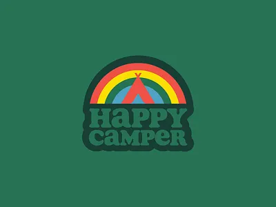 Happy Camper Sticker badge camp camper camping camping sticker forest happy happy camper merit badge national park nature badge outdoor badge outdoor sticker rainbow retro retro camp sticker summer camp teepee tent