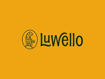 Luwello brand custom typography design dog golden retriever graphic design icon illustration logo pets