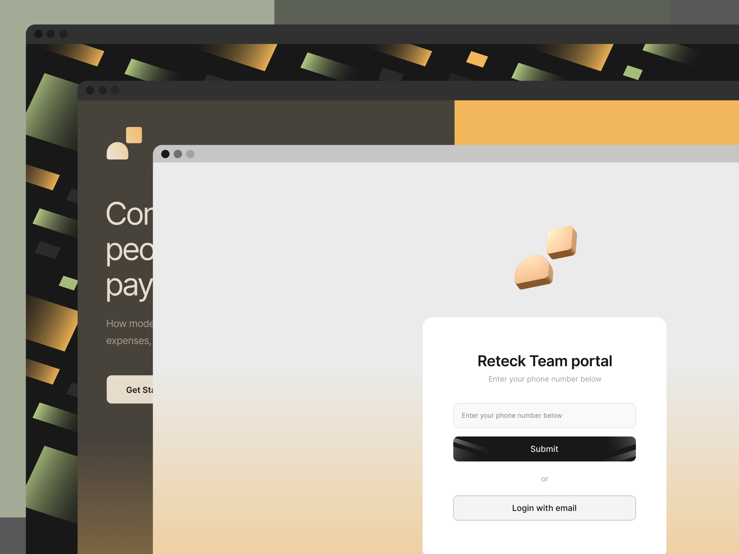 Reteck - welcome screens