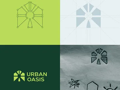 Urban Oasis — Logo Design branding creative process geometric graphic design grid system identity design logo design logo process minimal modern