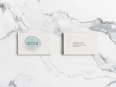 Isola Business Cards blue branding business cards graphic design identity isola logo logo design visual identity