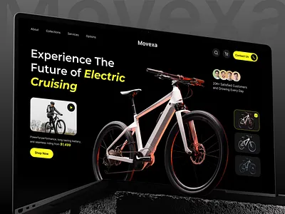 Movexa — Electric Bike Landing Page UI | EV Bike | Cycle | Qudra bike ecommerce cycle ecommerce website electric bike electric bike ui electric vehicle ui ev ev bike ev bike landing page ev bike ui ev charge ev cycle ev landing page ev station ev vehicle qudra