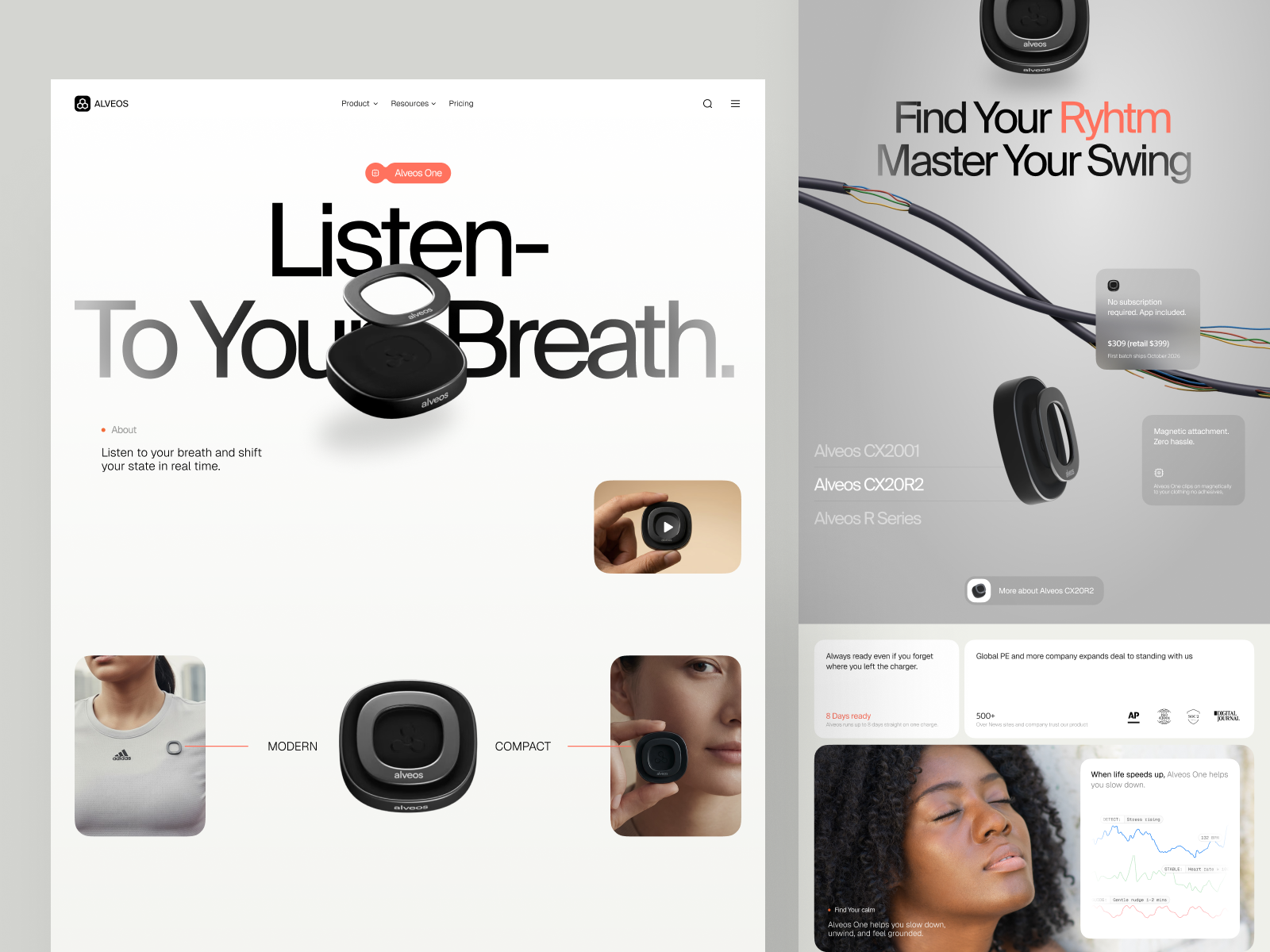 Alveos – Smart Breath Tracker Landing Page