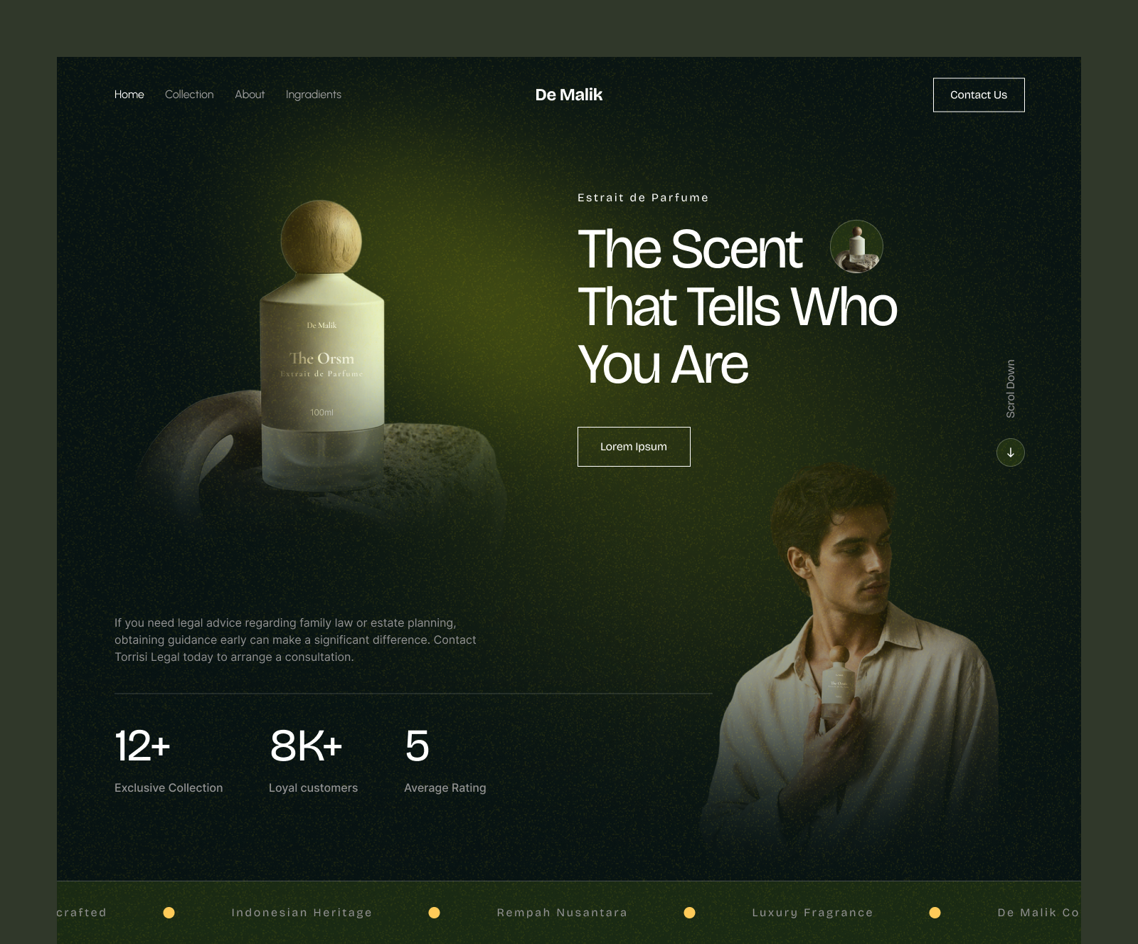 De Malik E-commerce Website e commerce fragrance landing page parfume ui uidesign uiux ux webdesign website e commerce