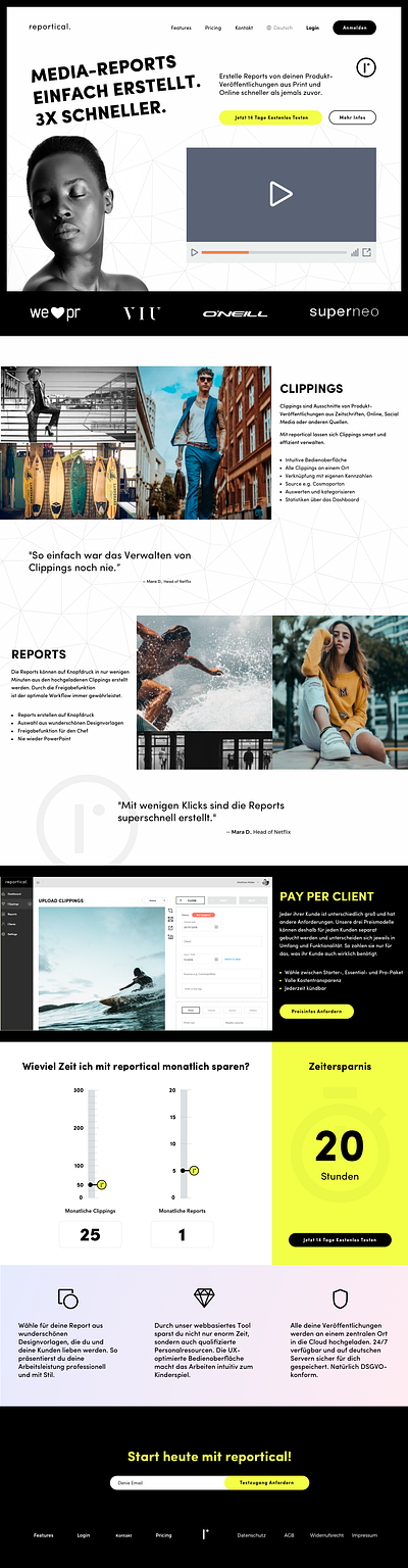 Final Reportical Approved Design creatiev flat freelance client landing page simple