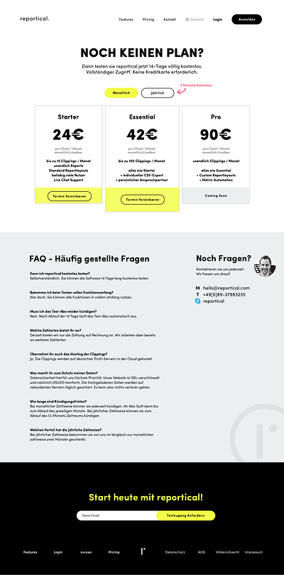 Final Reportical Pricing Page packaging pricing pricing page subscription