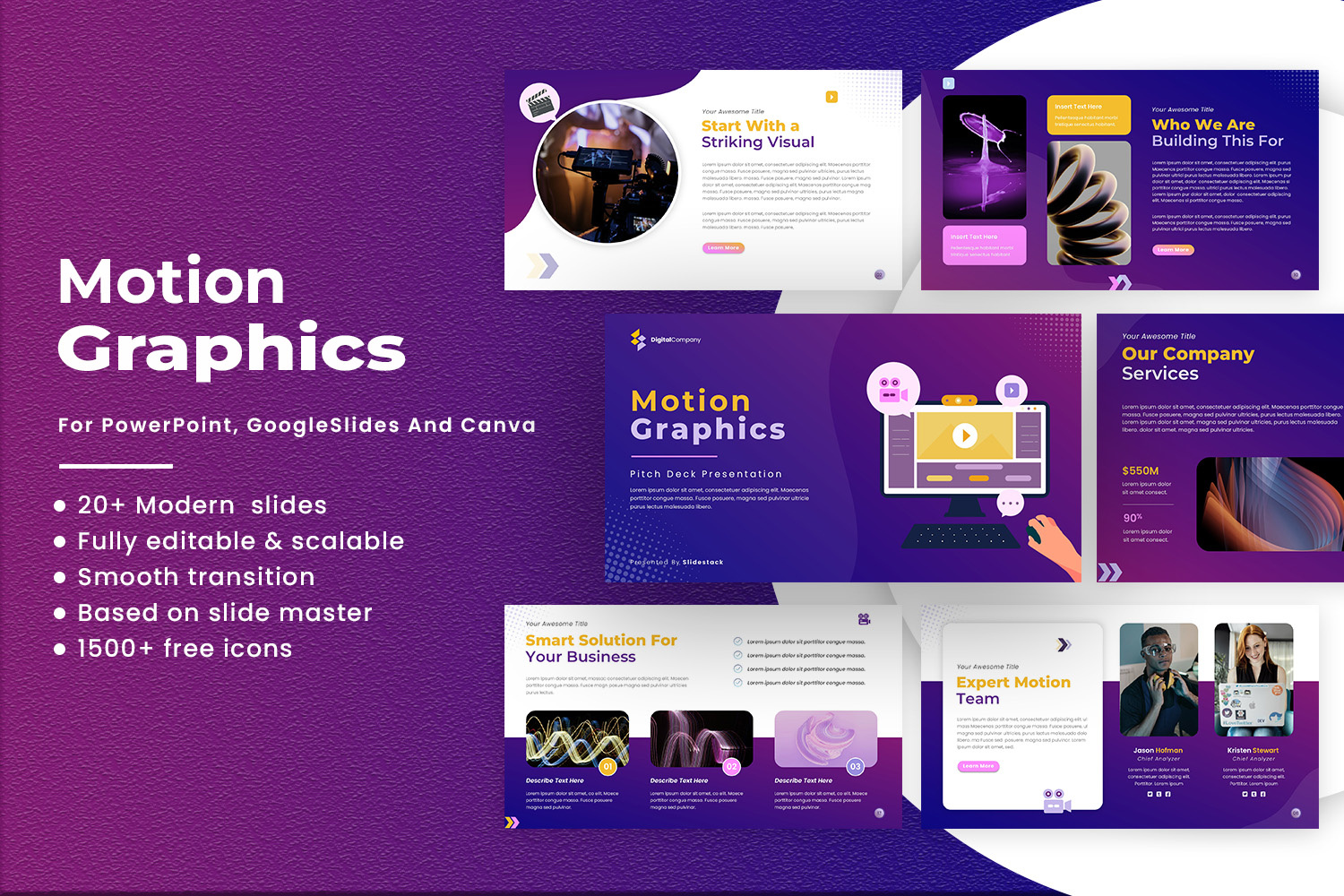 Motion Graphics Pitch Deck Presentation analytics business corporate dashboard kpi management meeting metrics monthly performance planning presentation professional progress report review slides strategy template workflow