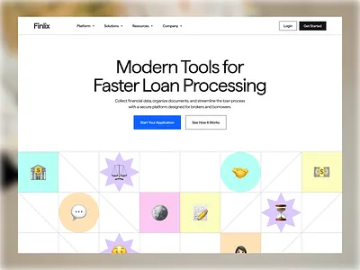 Finlix – Loan Processing Platform branding features finance fintech home screen insurance investment landingpage loan loan website minimal modern ui money product saas ui ux web website