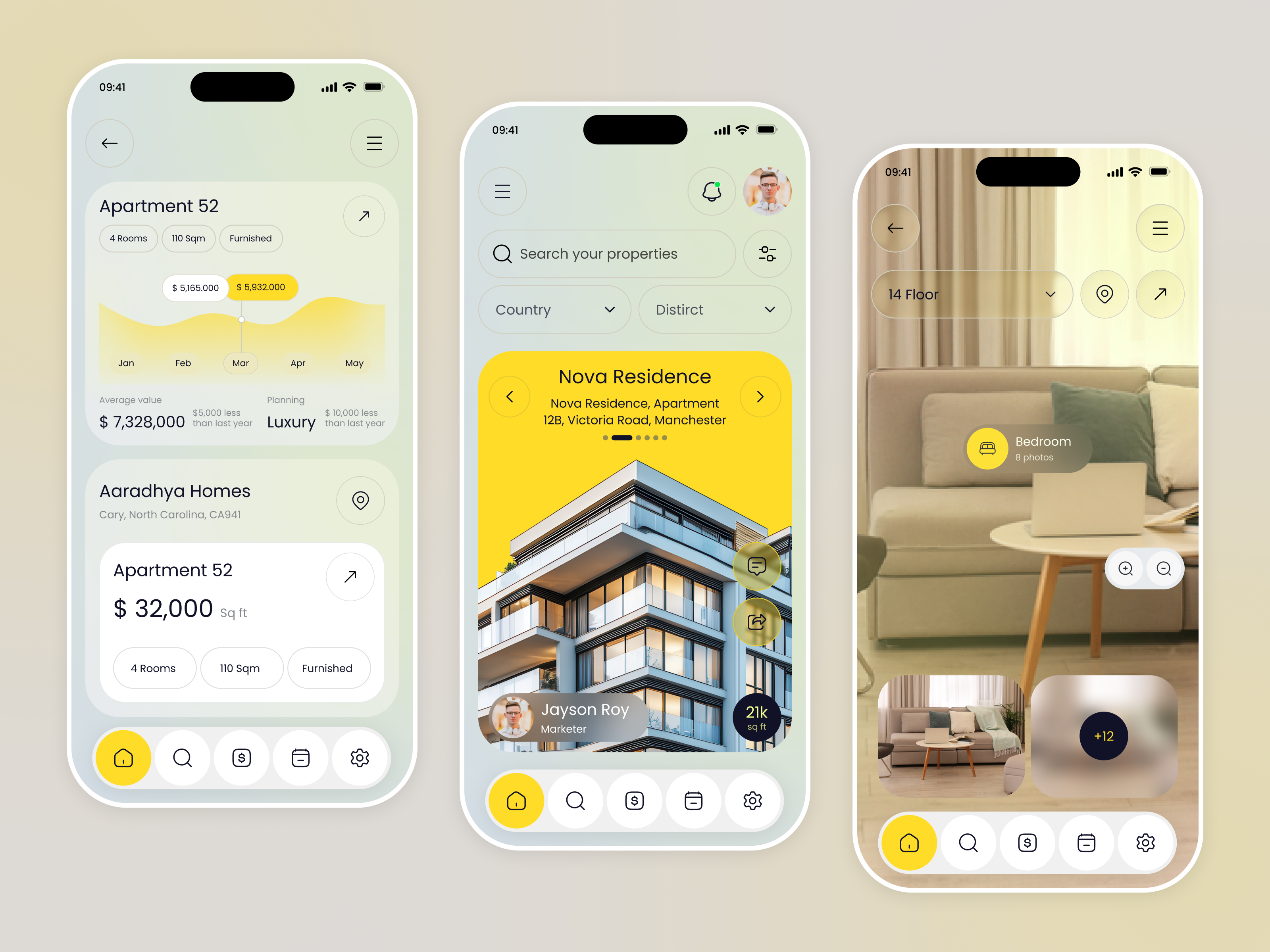 Luxury Real Estate Mobile App UI/UX Design | Property Finder apartment apartment finder app app design figma fintech ios luxury app luxury real estate minimal ui mobile app design modern design product design property property booking app property finder property management real estate app realestate shasanko creations smart living