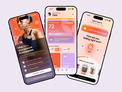 Mobile UI/UX Design for Ai Wellness App ai ai wellness app design app ui design asmr app digital health app figma design health fitness app meditation app mental health app mental wellness app mobile design mobile ui rehabilitation app ui wellness tracker yoga app