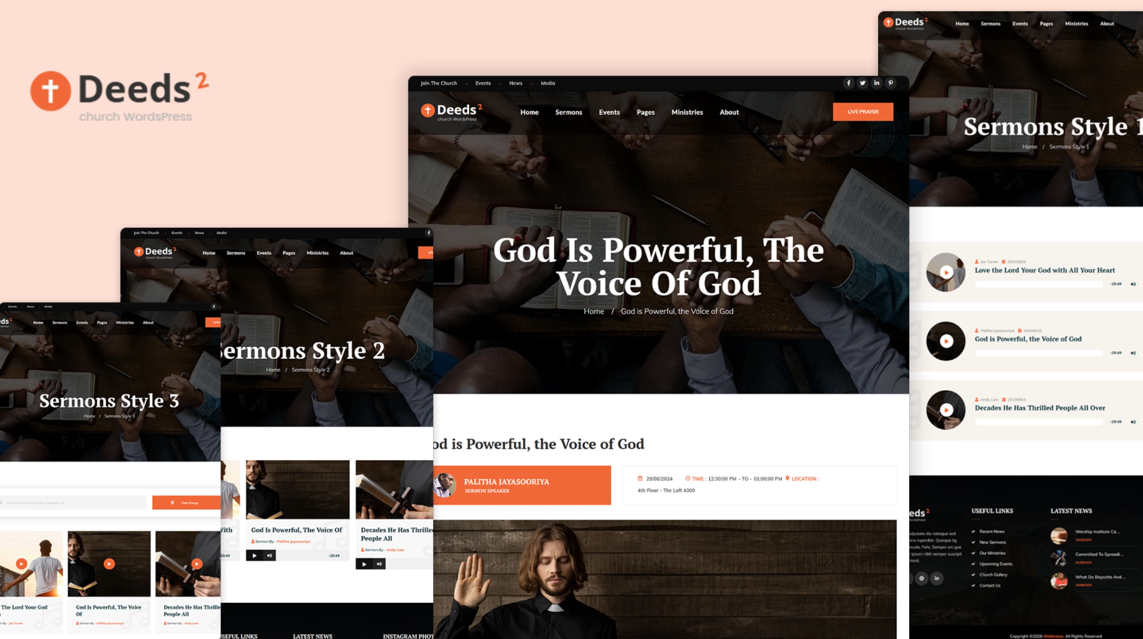 Modern Church Sermons Website UI Design best web design christianity church church branding church landing page church logo church theme church web design church website concept design modern web online sermons theme religion theme religion website ui ux web webflow template website