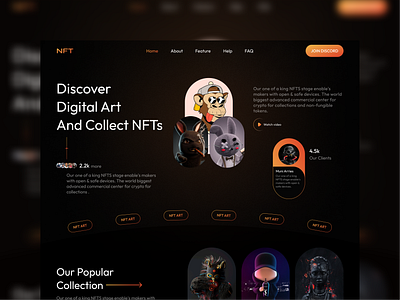 NFT Marketplace Landing Page branding creative crypto cryptomarketplace design graphic design nft ui uidesign ux webdesign