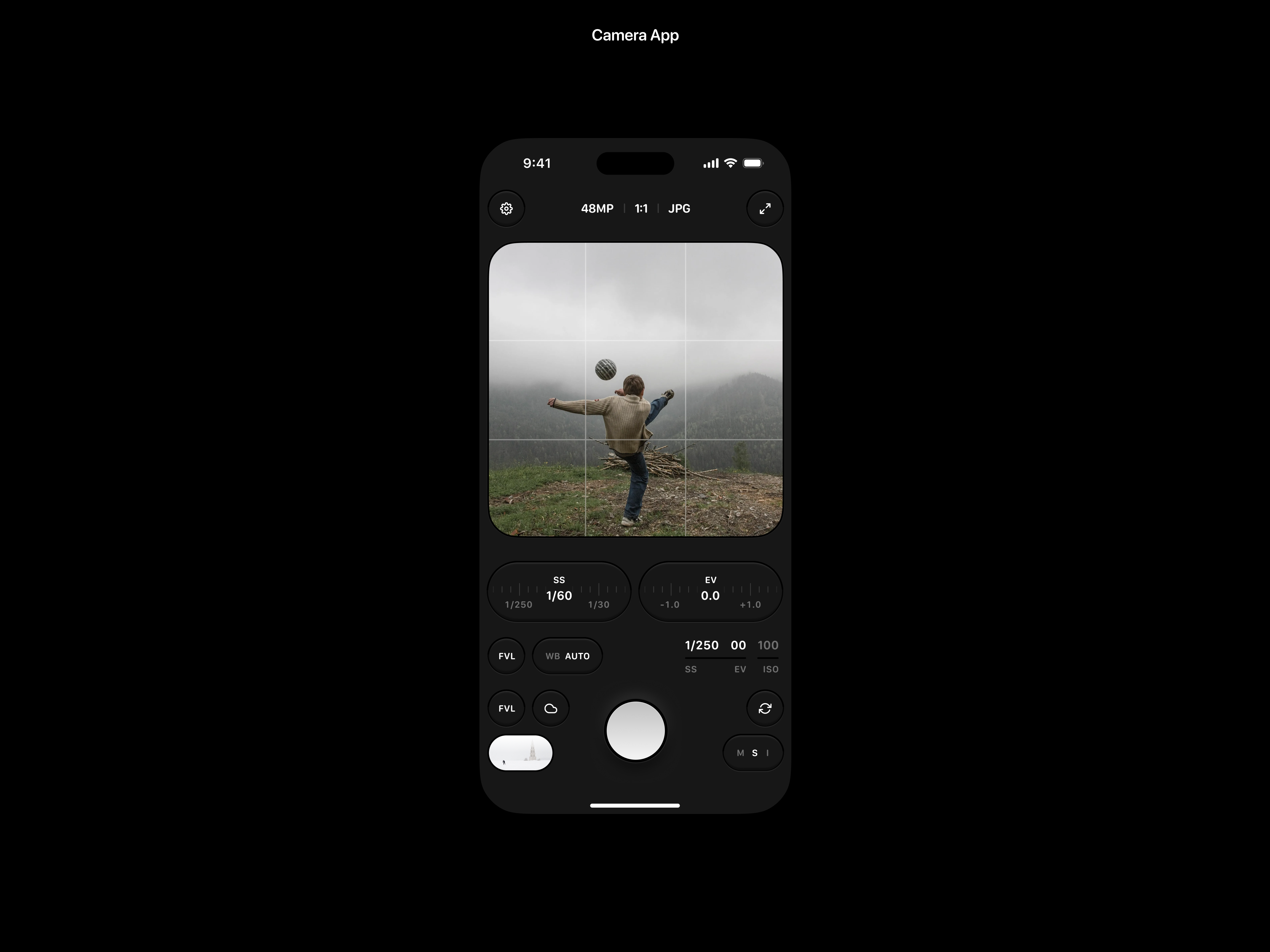 Camera App app camera dark ios skeuomorphism ui ux