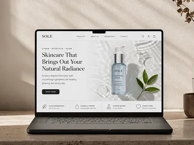 "Sole | Clean Skincare E-Commerce Landing Page"