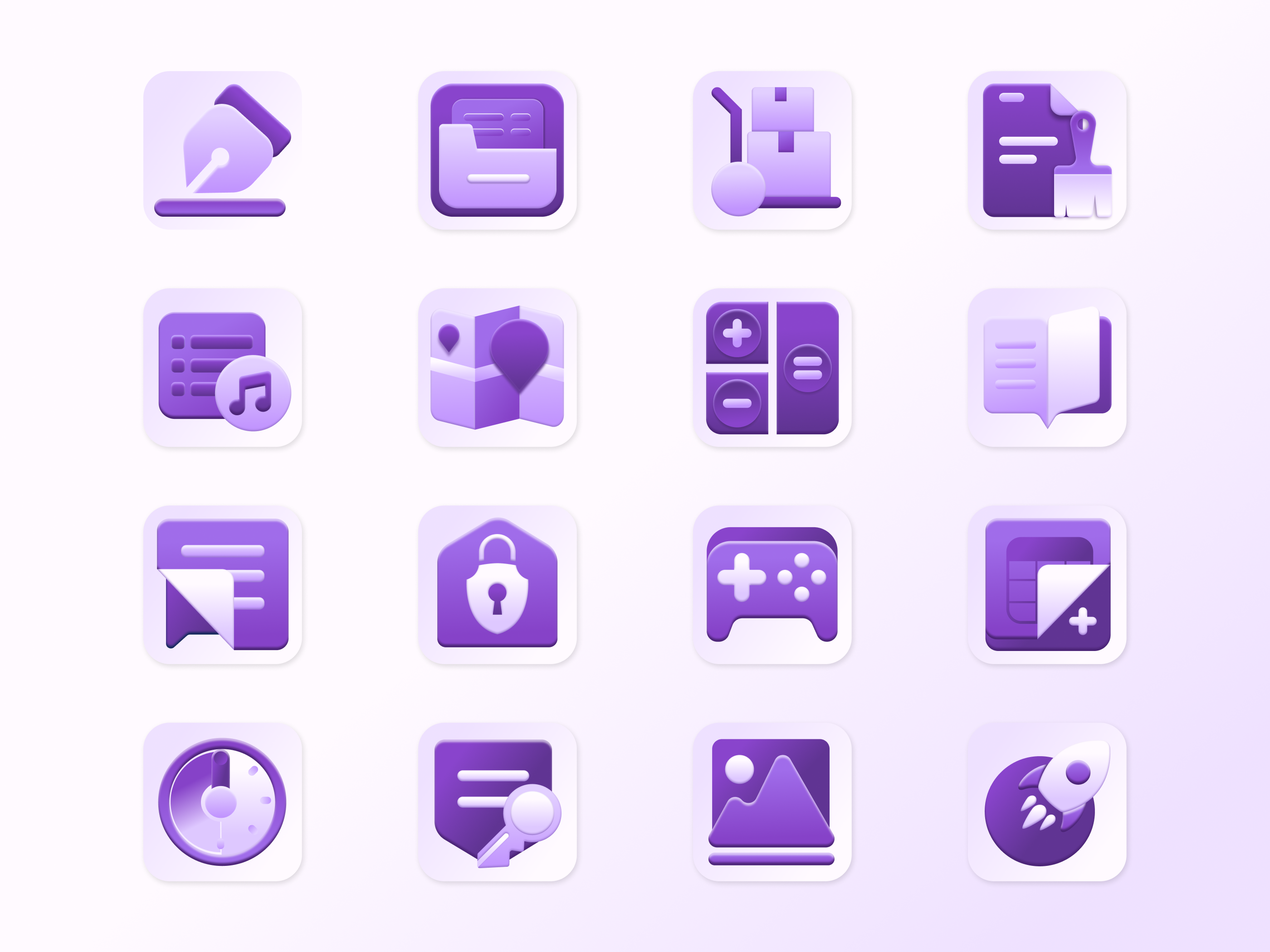 Clean Icon Sets clean design empty icon gradient graphic design icon icon set illustration modern purple ui uiux vector website