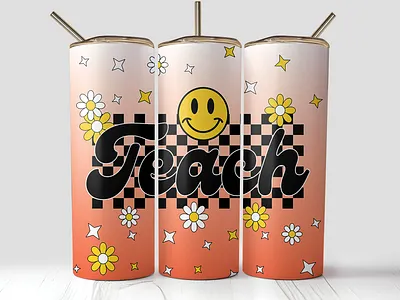 3D Inflated Teacher Floral Png anniversary gifts birthday gifts christmas gifts floral teacher cup gifts for boyfriend gifts for dad gifts for girlfriend gifts for husband gifts for mum gifts for sister gifts for wife skinny tumbler wraps teacher floral cup teacher retro cup
