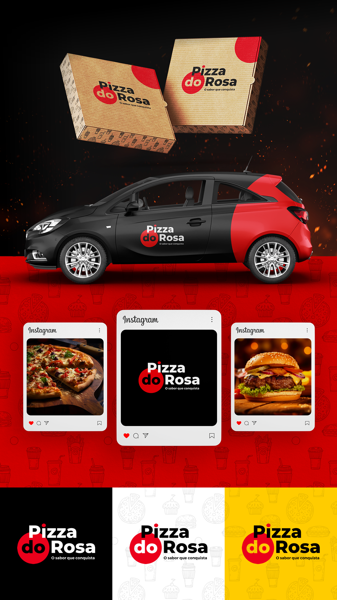 Criação de logomarca e identidade visual para a Pizza do Rosa branding graphic design logo logomarca logotipo pizza