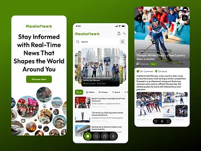 MediaNest — Real-Time News, Refined Experience app app design design discover interface design media nest mobile app mobile app design mobile design news news app product design stay informed ui ui design ux uxdesign