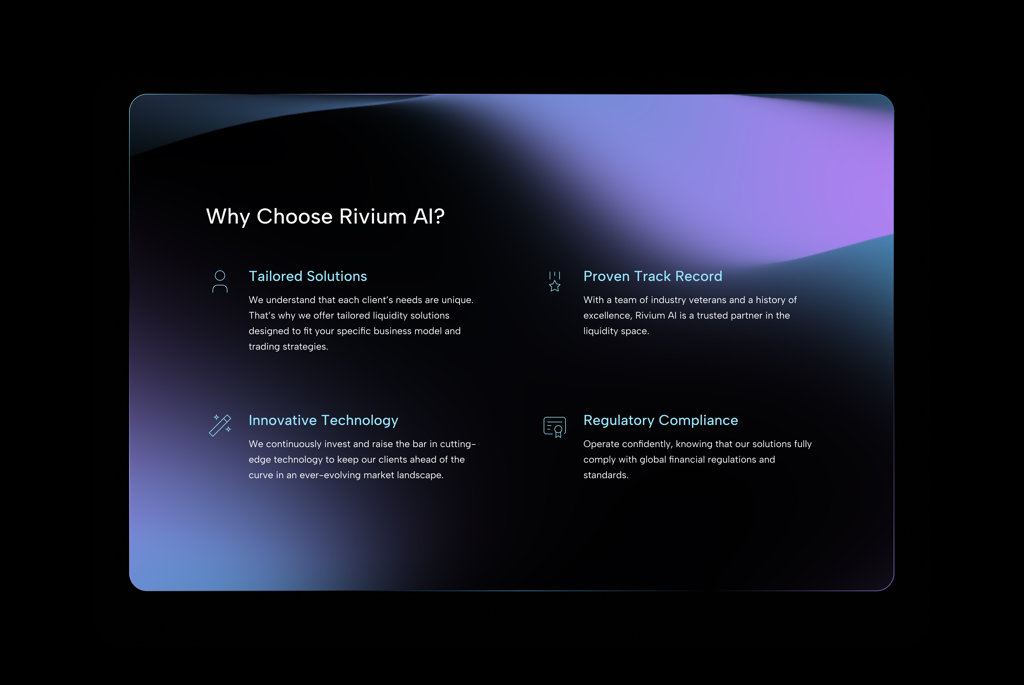 Example of Trust-focused section for Rivium AI