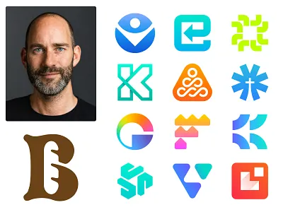Designer Profile - Logofolio Colored branding designer dutch design freelance logo design gradient graphic designer identity illustration jeroen van eerden lettermark logo logo mark logofolio modern design negative space logo portfolio symbol visual identity