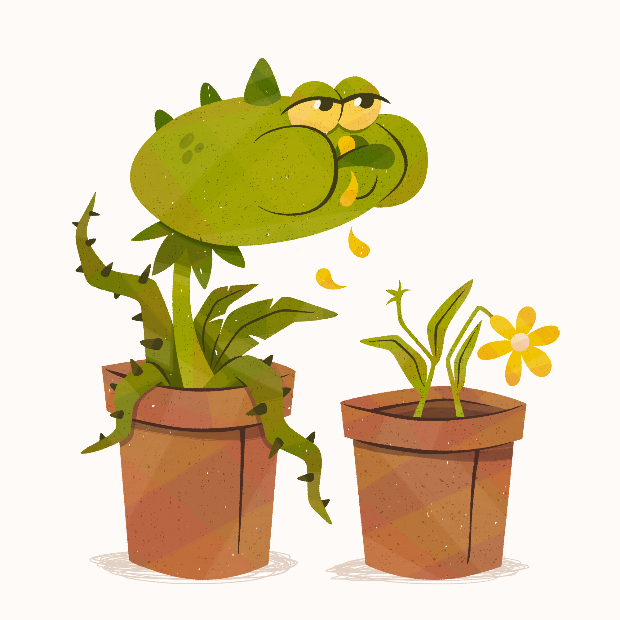 CARNIVOROUS PLANT caricature cartoom character flower funny illustration plant predator vector