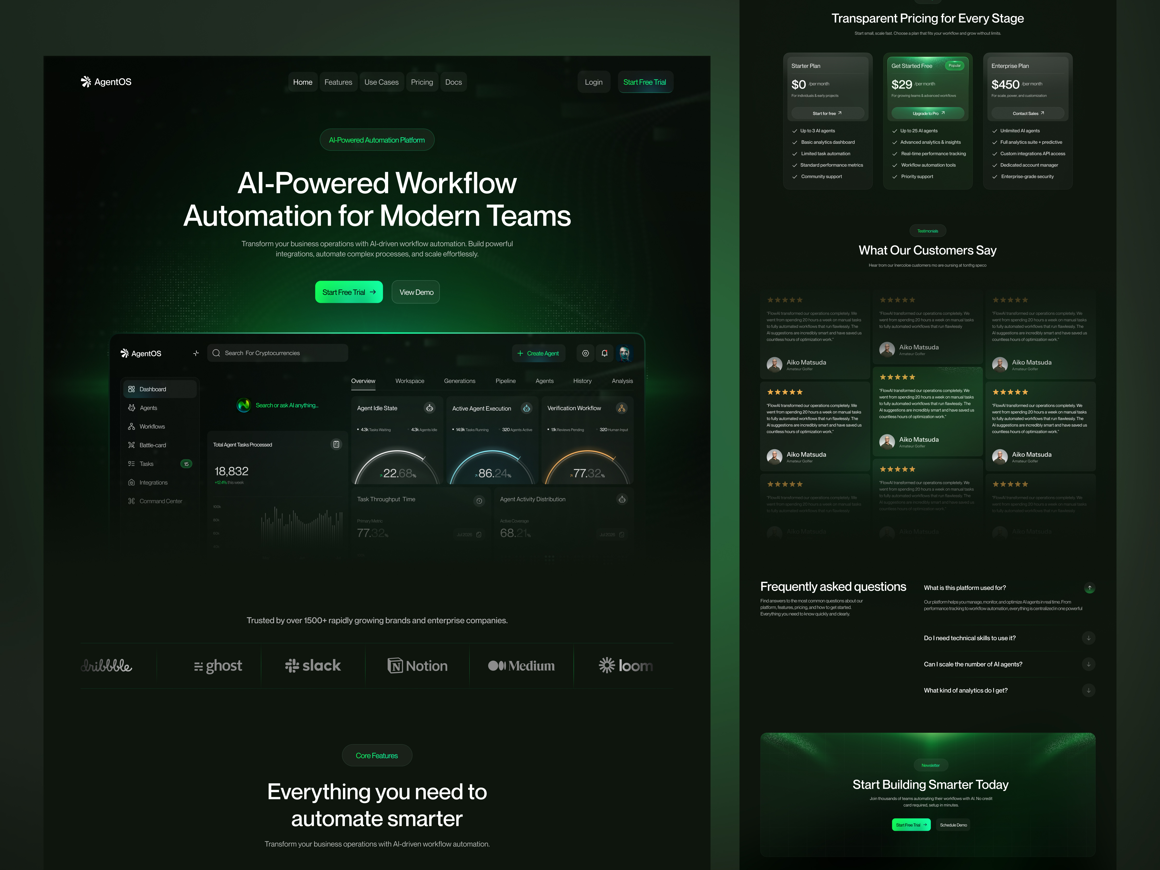 AI Workflow Automation Landing Page | SaaS Website UI Design ai analytics artificialintelligence automation b2b darkui dashboard figma interface juicelab landingpage productdesign saas startup uidesign uiux uxdesign webapp webdesign workflow