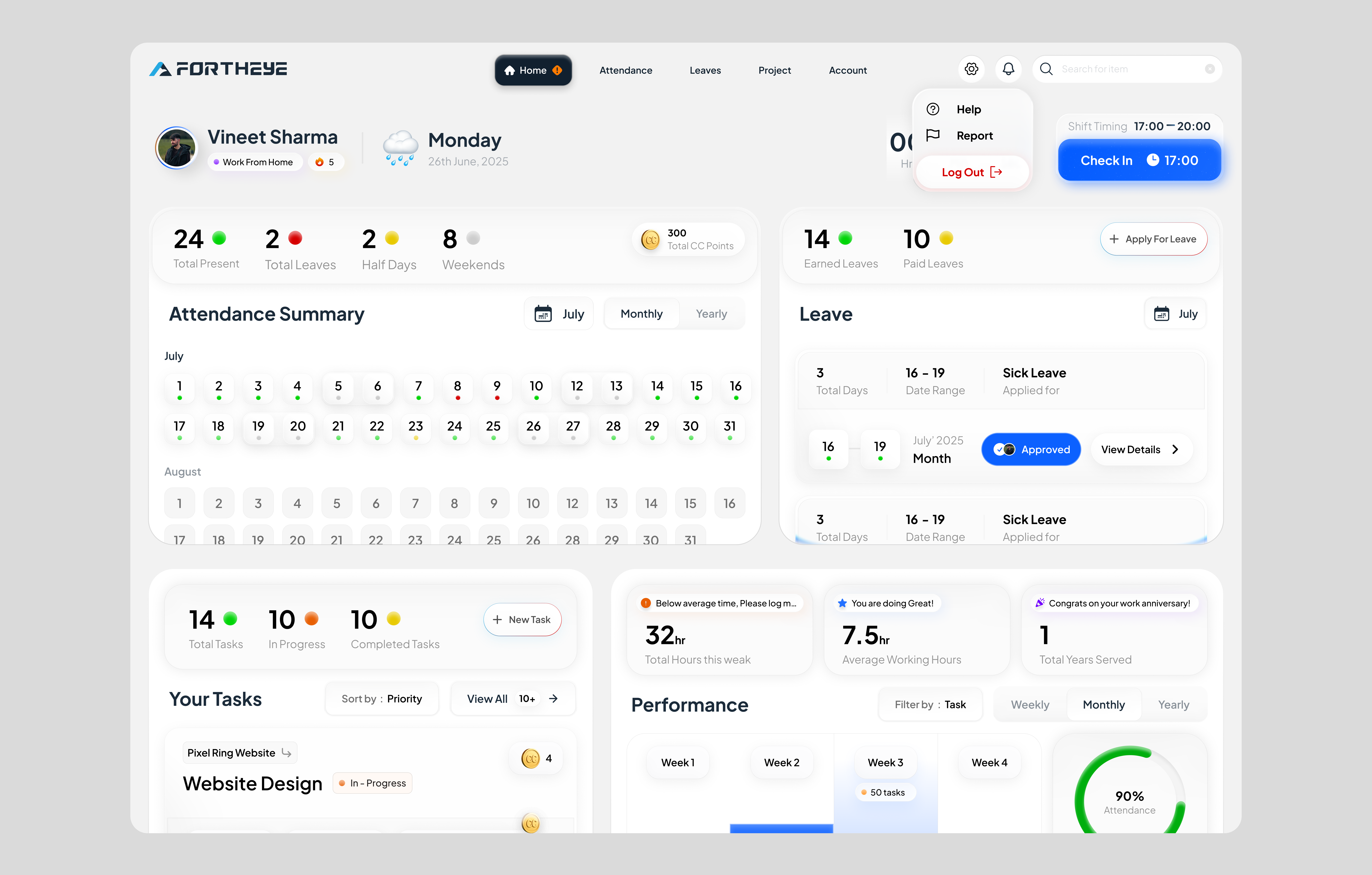 Pulse - HRMS for Modern Teams b2b dashboard design employee profile hr tech hrms payroll performance product design productivity profile page saas web app