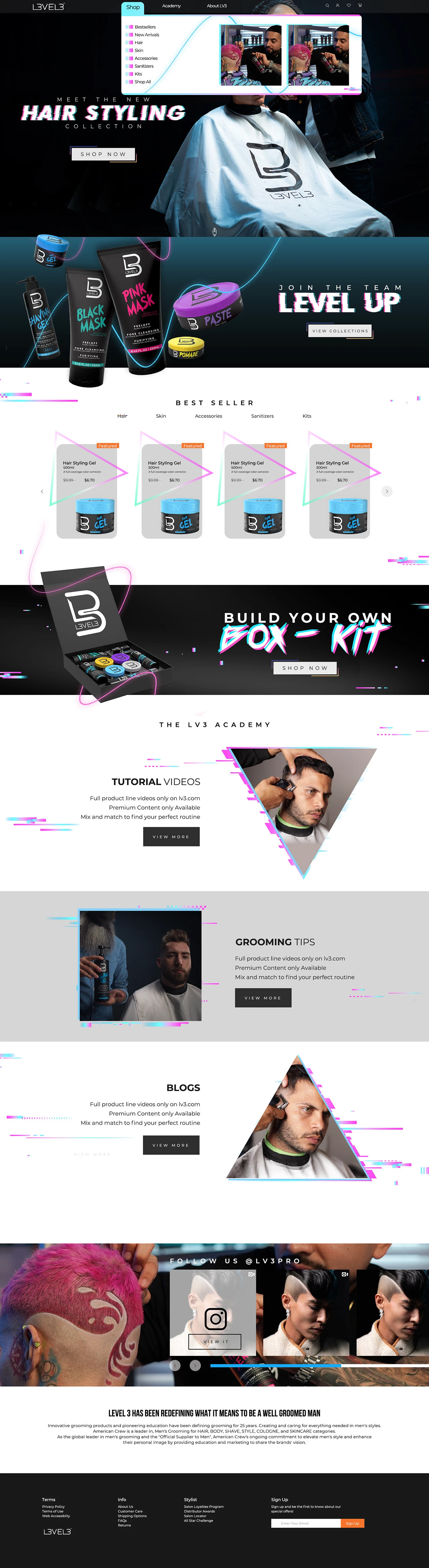 Level 3 creative design graphic design hair cut hair style website level 3 packaging product ui ux website design