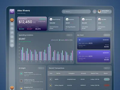 NeoBank UI – Smart Banking Dashboard app design app ui banking app clean ui dashboard dashboard ui finance app fintech fintech app minimal ui mobile app mobile design mobile ui modern ui neobank product design ui design uiux user interface ux design